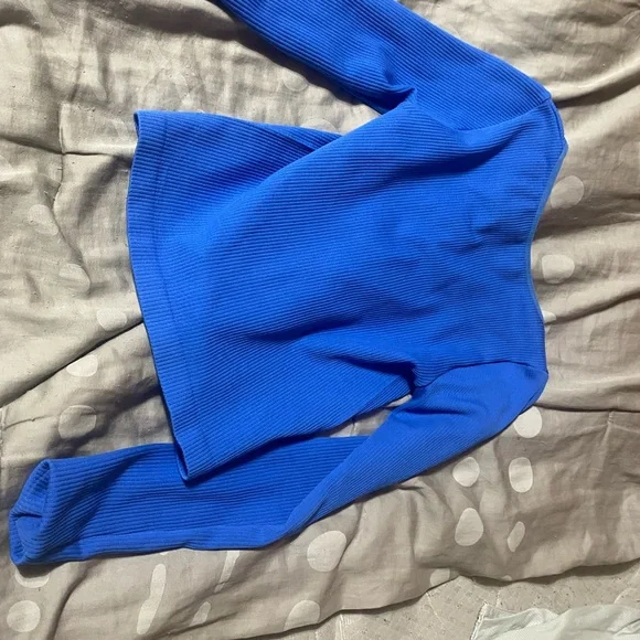 Derek Heart Royal Blue Ribbed Blouse - Picture 4 of 4